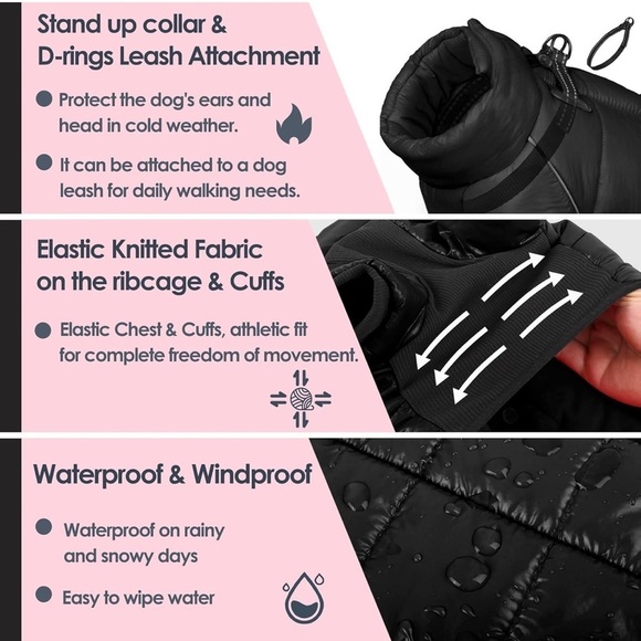 Black and Blue Dog Jacket puffer sweater Set - Picture 3 of 16